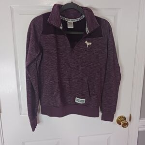 Victoria’s Secret Pink Women’s Xsmall Quarter Zip Cotton Maroon Collared Jacket